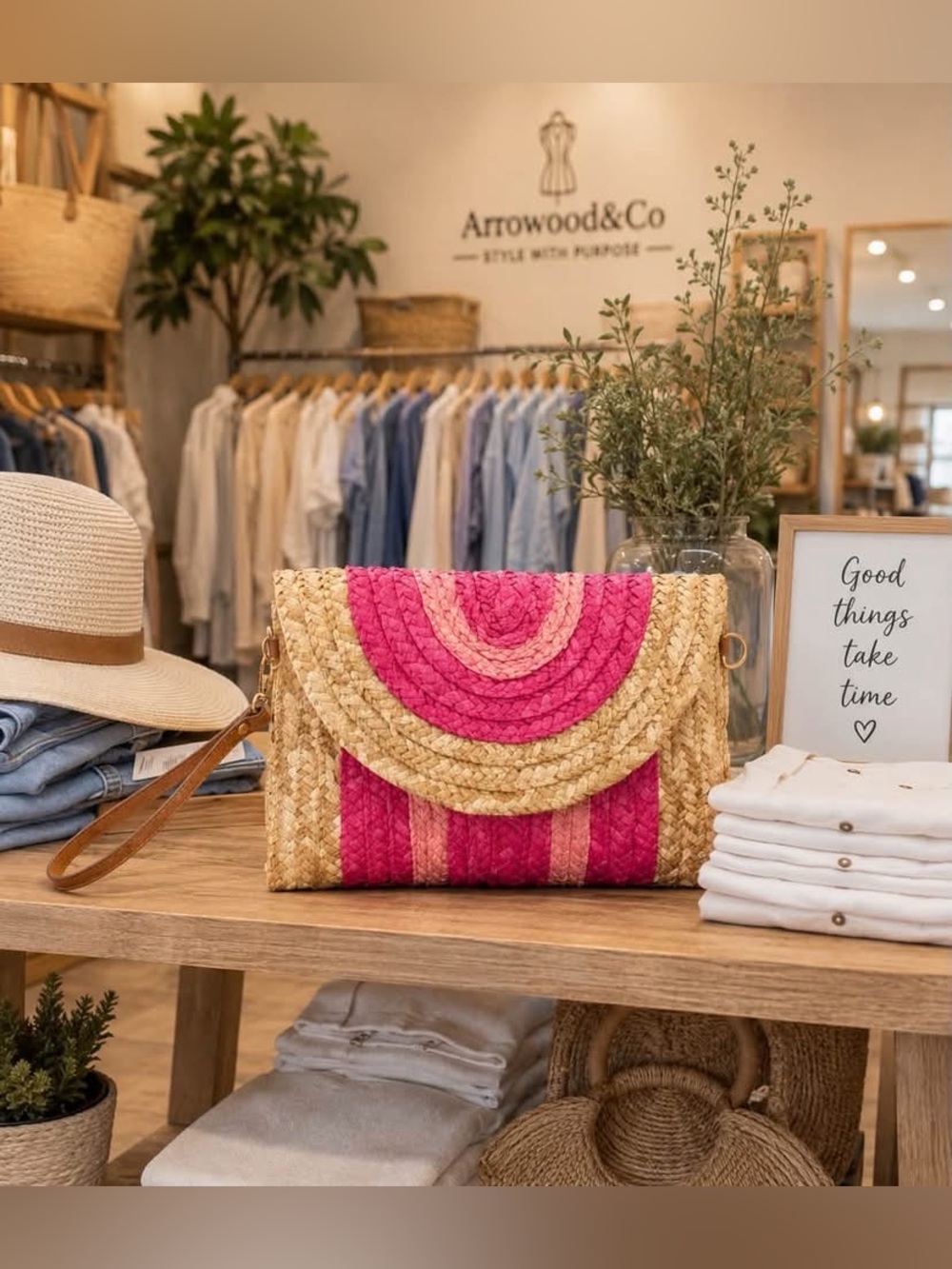 Boho Woven Envelope Wristlet Clutch